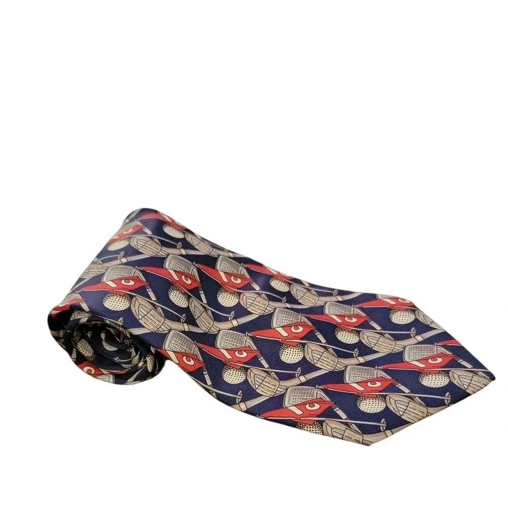 Harken Ltd Mens All Silk Hand Printed Golf Clubs Flags‎ Tie Made in USA 58